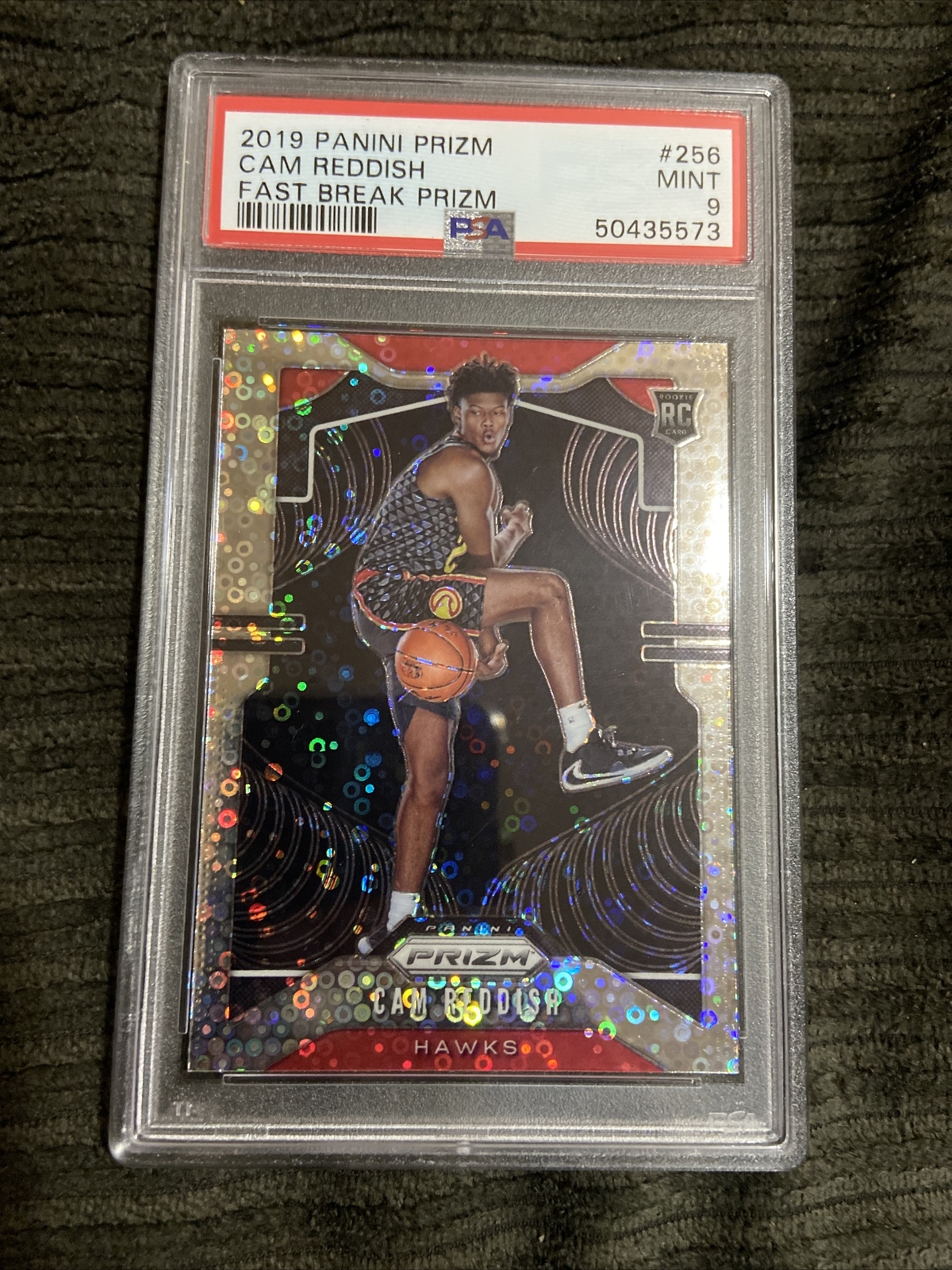 2019 Panini Prizm Cam Reddish Rookie Ball Under Leg Fast Break PSA 9 Hawks