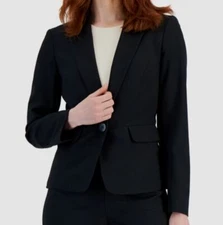 Le Suit Women's Black Solid One-Button Pantsuit Separate Jacket Size 6