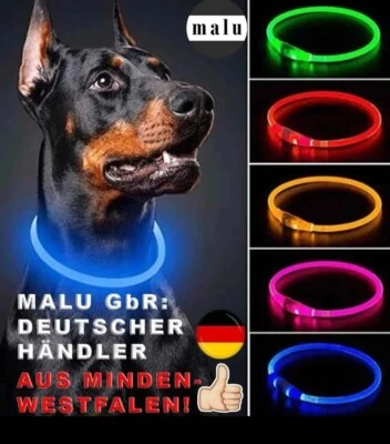 LED Leuchthalsband LED Hundehalsband zuschneidbar Blinklicht USB wiederaufladbar - Bild 1 von 4