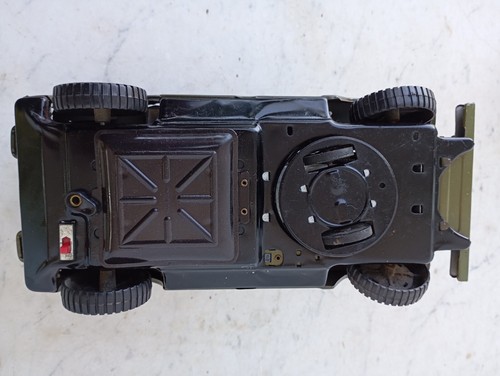Toy Tin Car Vintage T-N Nomura Japan Battery Operated US Army Military Jeep - Picture 21 of 24