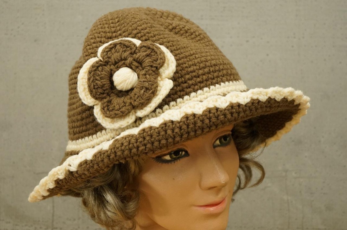 Heads Up By Rico Crochet Bucket Hat Cream Cotton Boho Cottagecore Floral Cloche Flower Market Bucket Hat X Crochet Pattern - Etsy main image 2