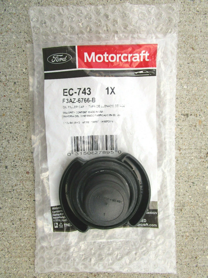 TAPA DE LLENADO DE ACEITE DE MOTOR FORD 3FAZ-6766-B 3FAZ6766B MOTORCRAFT EC-743 EC743 OEM NUEVO Foto 2 de 2