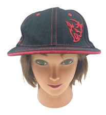 Demon Black Hat Snap Back Curved Bill Mopar Hemi Dodge Cap Red Devil