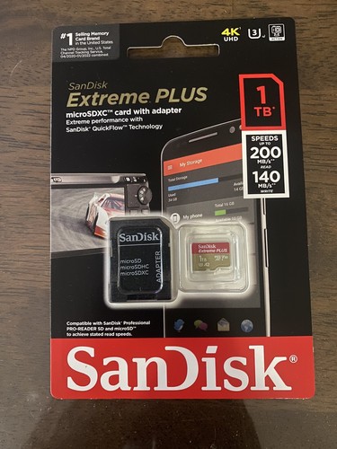 NEW SanDisk Extreme PLUS 1TB microSDXC UHS-I Memory Card-SDSQXBD-1T00-AN6MA