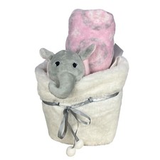 Baby Elephant 14  Lovey  36x30  Security Blanket Soft Fleece Pink Grey Gift Bag