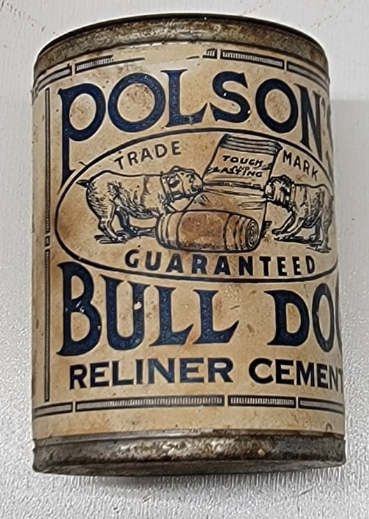 Vintage Polson's Bulldog Reliner Cement Cleveland Ohio 4 Oz Can Polson