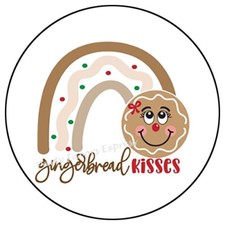 GINGERBREAD KISSES CHRISTMAS ENVELOPE SEALS LABELS STICKERS PARTY FAVORS