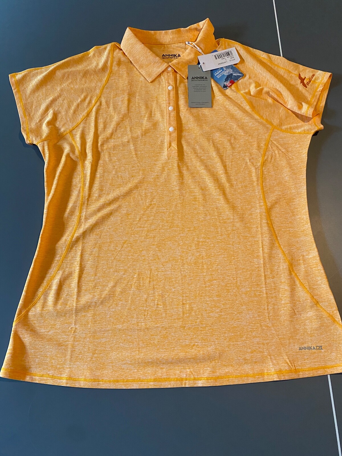 NWT WOMEN'S CUTTER & BUCK POLO, SIZE: L, COLOR: ORANGE HEATHER (K6.7)