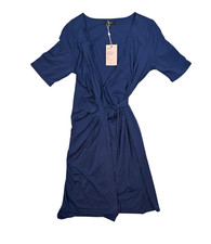 Quince Women's Navy Tencel Jersey Maternity & Nursing Wrap Dress Size Medium NWT
