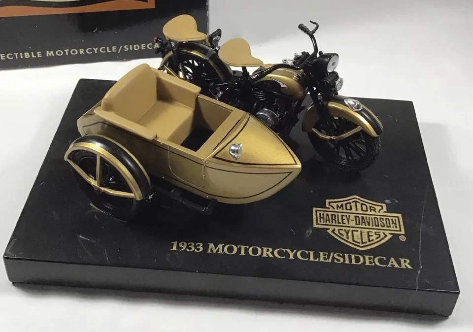 Harley Davidson Ultra Edition 1933 dorado y negro motocicleta sidecar banco 1:12 bH Foto 2 de 4