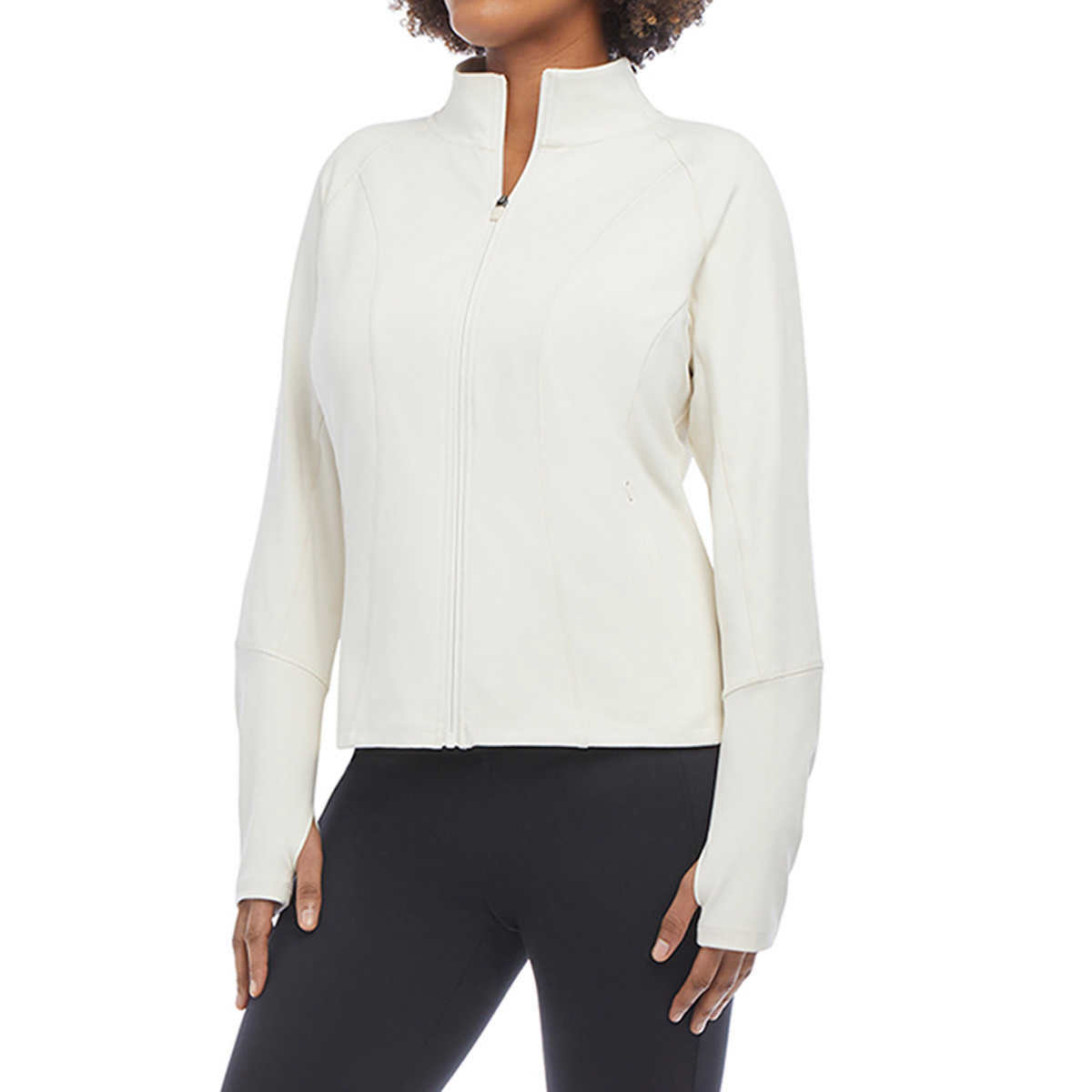 DANSKIN ジャケット　フードなし Danskin Women's Contour Brushed Yoga Jacket, Full Zip, Cream