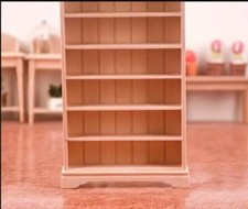 Dollhouse Miniature 1:12 Bookcase Bookshelf 6 Shelves Storage Rack Natural Wood