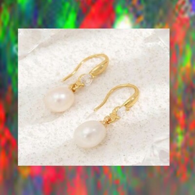 BOUCLES D'OREILLES POUR FEMME EN PIERRE DE CULTURE BLANCHES 