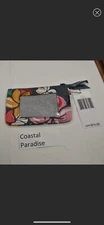 Vera Bradley Zip ID Case Coastal Paradise Coin Purse Wallet Key Ring Cotton NWT