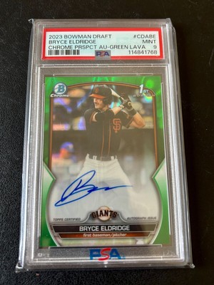 Bryce Eldridge 2023 Bowman Draft Chrome 1st Green Lava Auto #'d 99 /99 - Bookend