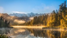 Landscape lake new zealand nature mountains snowy peak Custom Gaming Mat Desk