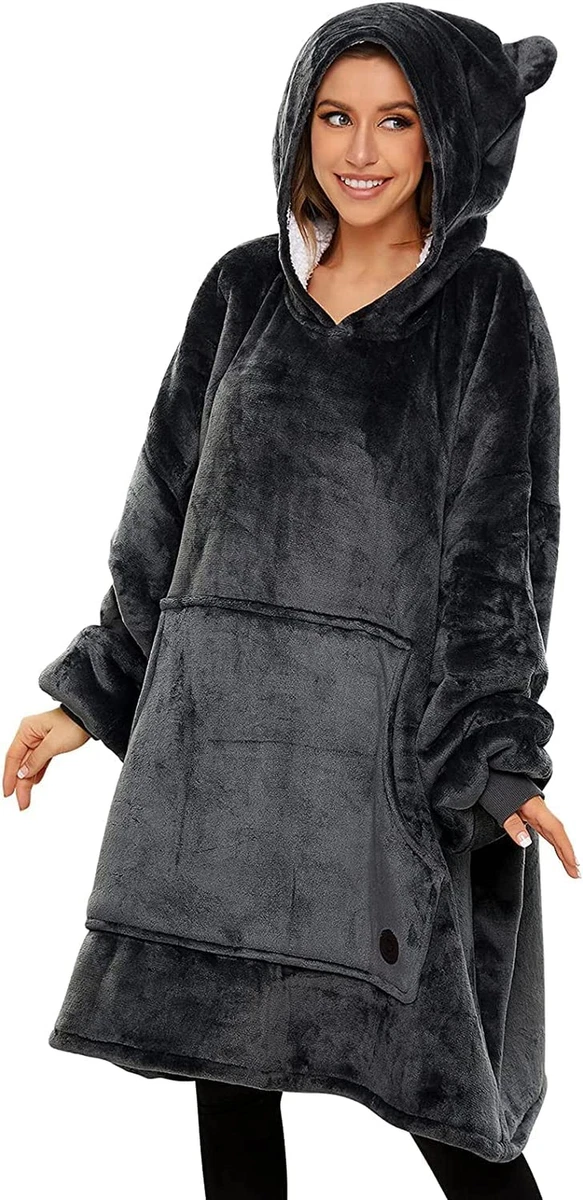 THREE POODLE Wearable Blanket Hoodie, Oversized Sherpa Blanket Hoodie  Sweatshirt | eBay