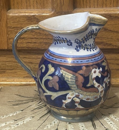 Brocca ceramica drago alato italiano vintage fatta a mano firmata Alberto Rubbolli - Foto 3 di 8