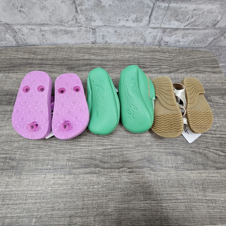 Lote de 3 sapatos infantis femininos tamanho 4 9-12 meses - Imagem 4 de 4