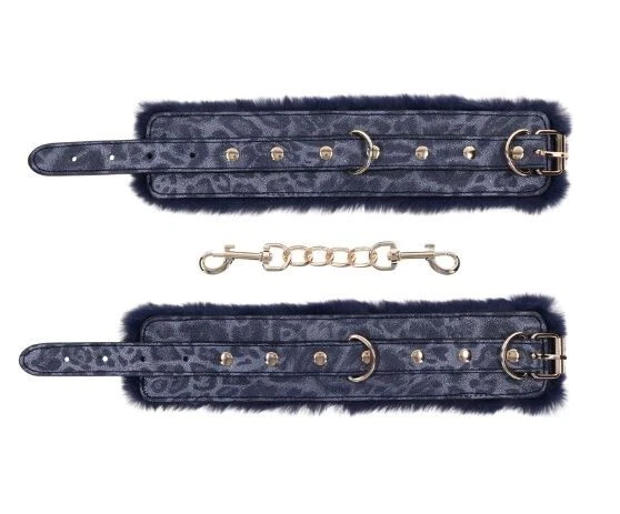 Sábanas deportivas de sujeción juguetona con esposas de piel de puma negras, nuevas Foto 3 de 4