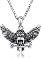 925 Sterling Silber Totenkopf Eule Halskette AnhäNger Eulenschmuck