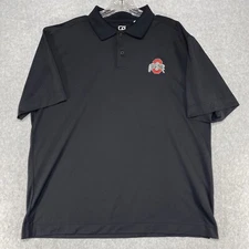 Cutter & Buck Ohio State Buckeyes Polo Shirt Men Large Golf Black Short Sleeve