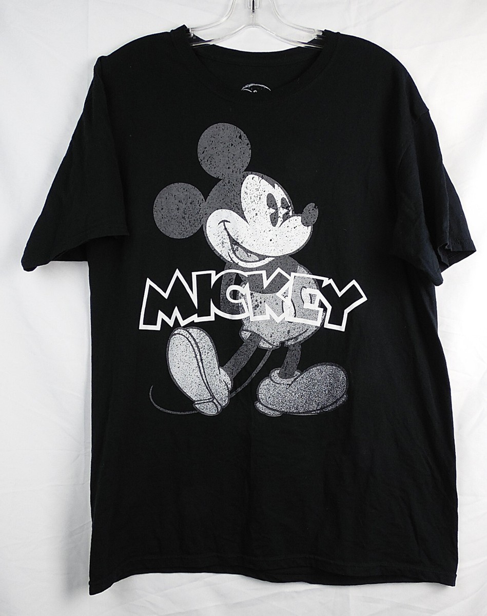 Disney Black & White Retro Mickey Mouse Black S/S T-Shirt L | eBay