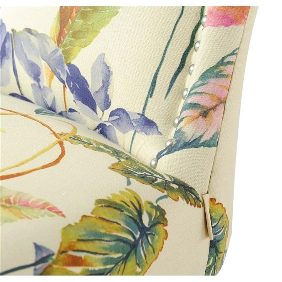 Silla tapizada Paradise de tela floral blanca apagada Foto 4 de 4
