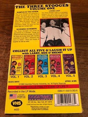 The Three Stooges Vol. 1 VCR VHS Tape Movie Larry,Curly,Moe NR