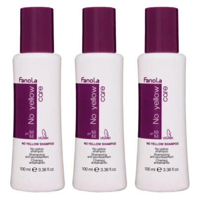 Fanola No Yellow Shampoo 3 x 100 ml für Blondes Haar Silbershampoo Set