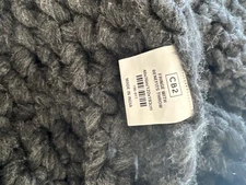 CB2 Large Chunky Loose Knit Throw Blanket Dark Gray 48X76 