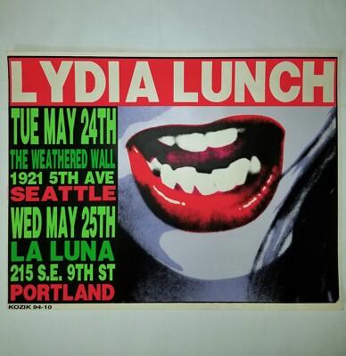LYDIA LUNCH 1994 FRANK KOZIK CONCERT POSTER NEW WAVE PUNK