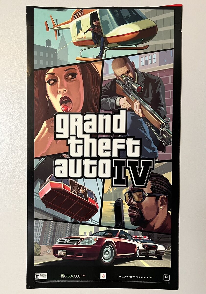 Rare Grand Theft Auto IV GTA 4 Original Promo Poster