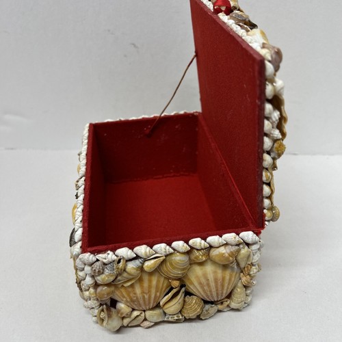 Vintage Handmade Seashell Art Trinket Box Sailor's Valentine Coast Beach Wedding - Picture 6 of 12