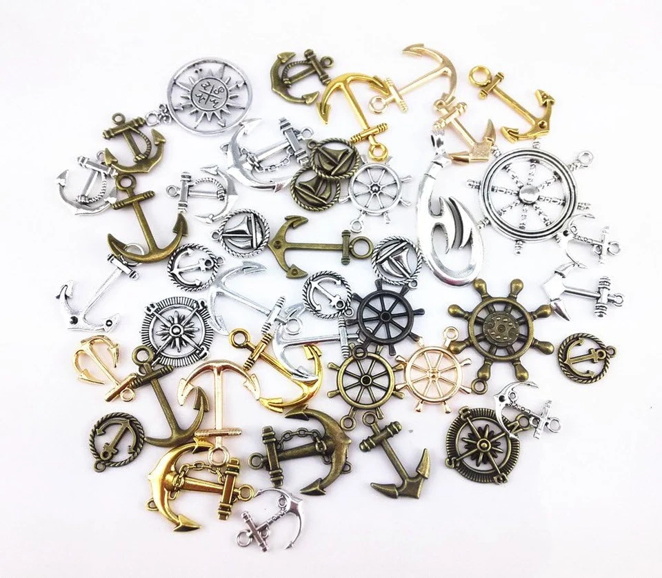 ?100 Gram (Approx 47Pcs) Assorted DIY Antique Anchor Charms Pendant Craft Making - Image 3 of 4