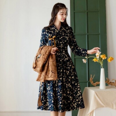 Floral Hanbok Korean Modernized Traditional Costume Fusion