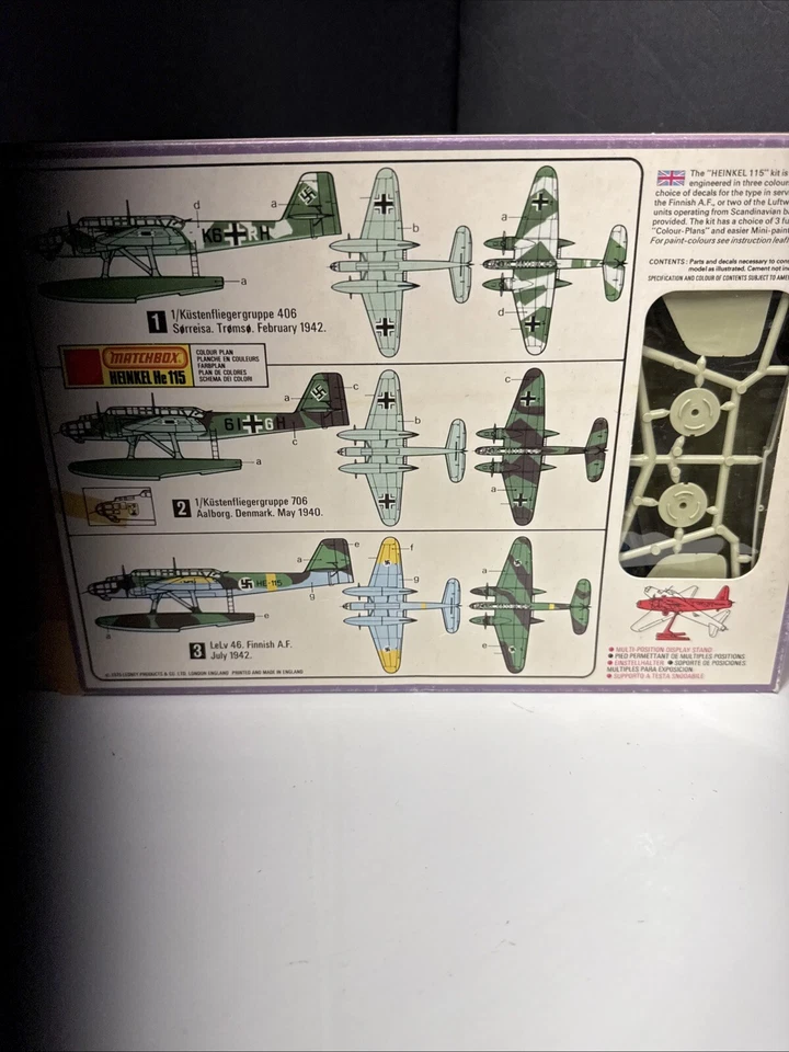 1/72 Scale Matchbox Heinkel He 115 Vintage(1975)Model Aircraft Kit , broke prop - Image 2 of 4