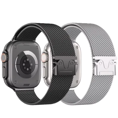 For Apple Watch Strap Loop Series 10/9/8/7/6/5/4/3 Metal Mesh Milanese Style