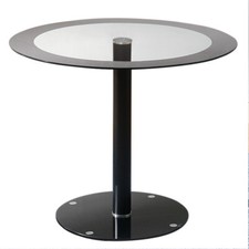 90cm Round Tempered Glass Top Dining Table Pub Sturdy Circle Base Frame Dinner