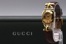 [Near MINT w/Box] GUCCI 6300L Horsebit Gold Dial 22mm Quartz Ladies Watch