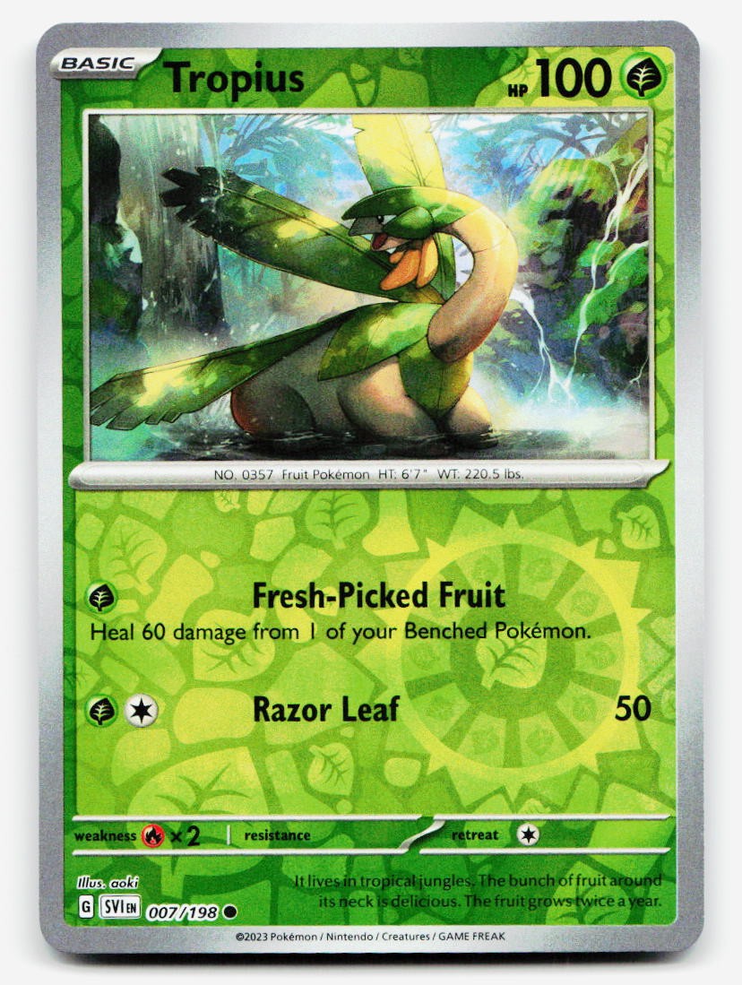 Tropius Common - SVI 007/198 EN NM Reverse Holofoil Pokemon