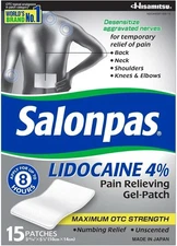 SALONPAS 4% Pain Relieving MAX STRENGTH Gel-Patch, 15 GEL PATCHES BRAND NEW