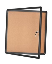 28"x26" Enclosed Bulletin Board, Lockable 28  x 26  Black Frame W/ Cork