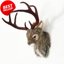 Jackalope Head Wall Mount Realistic Figurine Home Office Decor Gift - US