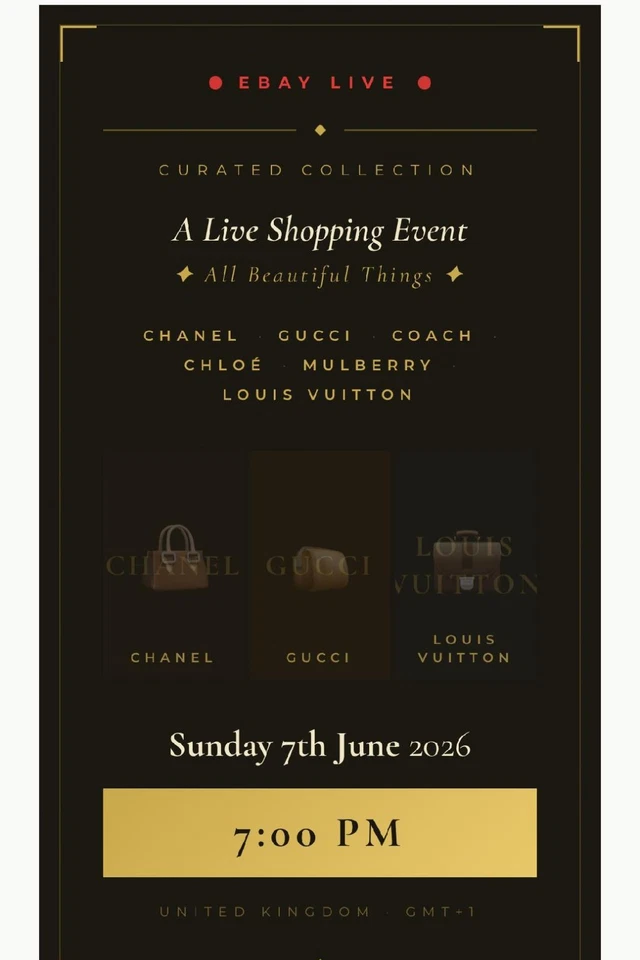 Ebay Live Show .Designer items a t great prices!  Sunday June 7 at 7.00pm