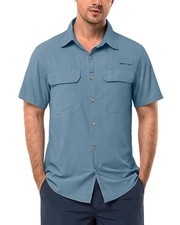 ,Men's UPF 50 UV Short Sleeve Hiking Fishing Shirt Quick Dry Cooling PFG Sun...