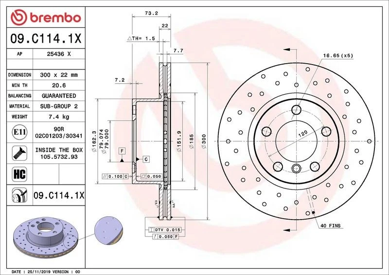 Discos de freno BMW 1 (F20) 118 i 09.C114.1X Foto 2 de 2