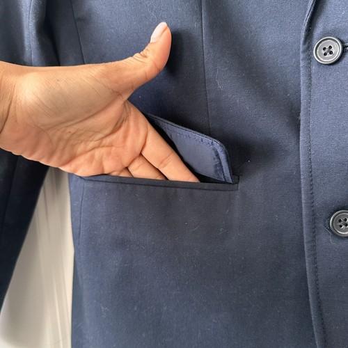 Boys J.Crew Crewcuts Thompson Navy Chino Suit Jacket Blazer Size 14 100% Cotton - Picture 3 of 5