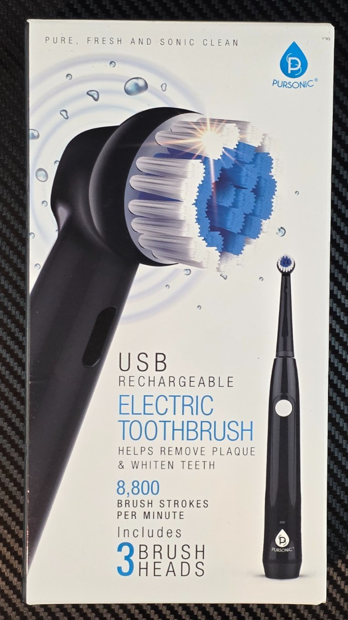 Pursonic Rotating Electric Toothbrush For Adults with 3 Brus