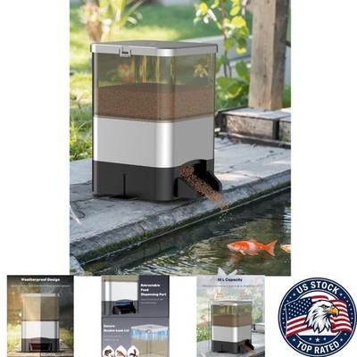 Smart 10L Outdoor Fish Feeder: Battery Powered, Timer-Controlled & Weatherproof